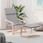 vidaXL Relaxstoel met voetenbankje stof lichtgrijs, Huis en Inrichting, Fauteuils, Nieuw, Verzenden