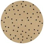 vidaXL Vloerkleed handgemaakt met print polkadot 150 cm jute, Verzenden, Nieuw, Zwart