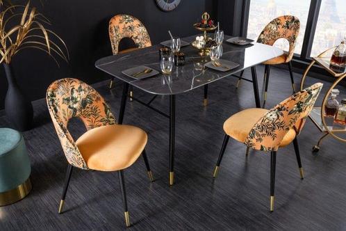 Design stoel PRET-A-PORTER geel fluweel bloemmotief en, Huis en Inrichting, Stoelen, Ophalen of Verzenden