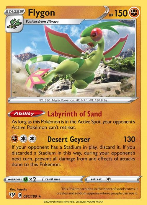 Flygon 091/189 Reverse Holo Darkness Ablaze, Hobby en Vrije tijd, Verzamelkaartspellen | Pokémon, Losse kaart, Nieuw, Foil, Ophalen of Verzenden