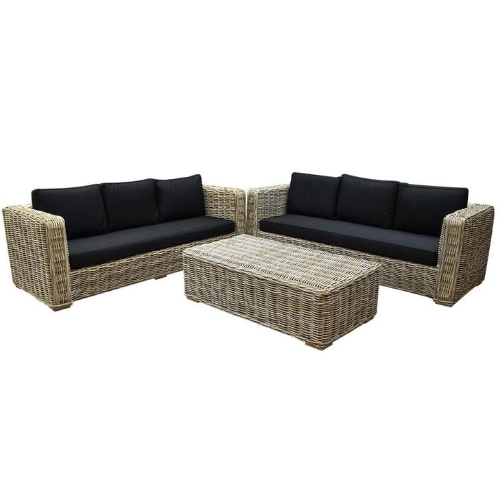 Nissah 2,5-zits bank loungeset 3-delig rotan, Tuin en Terras, Tuinsets en Loungesets, Nieuw, Ophalen of Verzenden