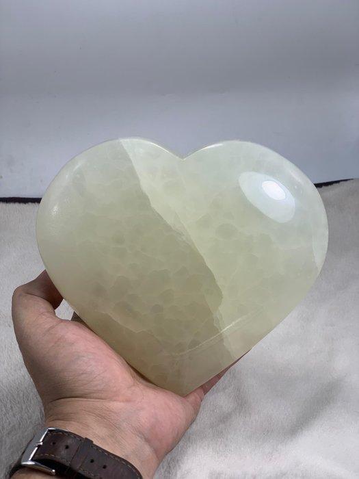 Silky Calcite grote handgepolijste Hart - Hoogte: 16 cm -, Verzamelen, Mineralen en Fossielen