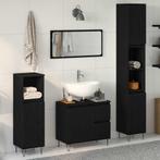 vidaXL Badkamer Meubelset met lade 3 pcs Zwart Eiken 30 x 30, Huis en Inrichting, Verzenden, Nieuw