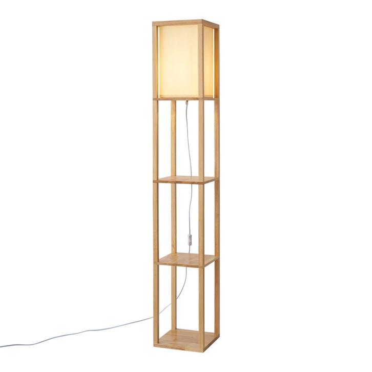 Moderne vloerlamp hout met beige kap - Stojan, Huis en Inrichting, Lampen | Vloerlampen, Nieuw, Overige materialen, 150 tot 200 cm
