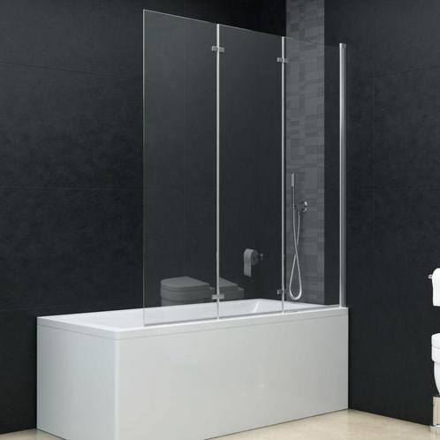 vidaXL Douchewand inklapbaar 3 panelen 130x138 cm ESG, Doe-het-zelf en Verbouw, Sanitair, Nieuw, Verzenden