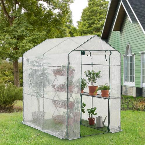 [en.casa] Tuinkas Oosterhout met 4 planken 120x186x190 cm, Tuin en Terras, Kassen, Nieuw, Verzenden