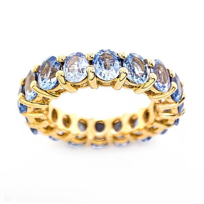 Ring - 14 karaat Geel goud - 8.00ct. tw. Saffier -, Sieraden, Tassen en Uiterlijk, Ringen