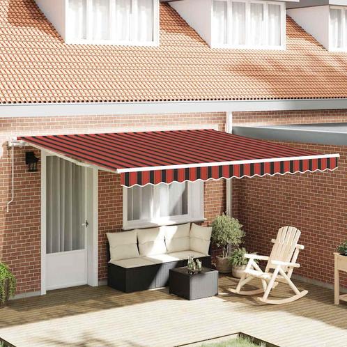 vidaXL Inklapbaar Zonnescherm Gestreept Oranje en Bruin 400, Tuin en Terras, Partytenten, Nieuw, Verzenden