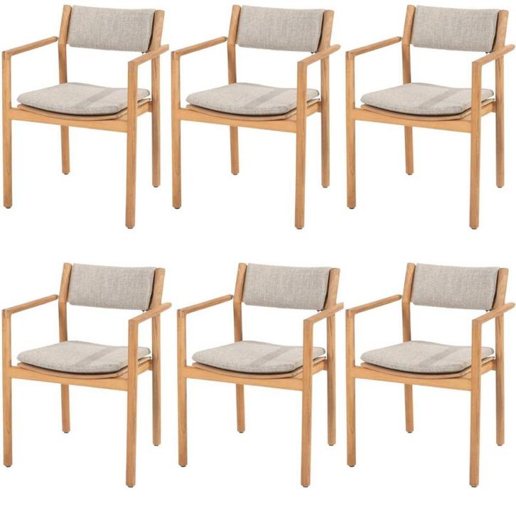 Levi stapelbare tuinstoel teak 4 Seasons Outdoor set van 6, Tuin en Terras, Tuinstoelen, Nieuw, Teakhout, Ophalen of Verzenden