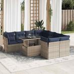 vidaXL 9-delige Loungeset met kussens poly rattan acacia, Verzenden, Nieuw, Rotan, Loungeset