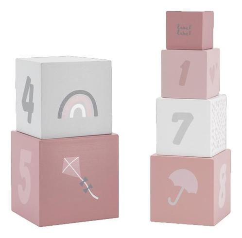 Label Label Roze Houten Stapelblokken LLWT-25309, Kinderen en Baby's, Speelgoed | Houten speelgoed, Nieuw, Verzenden