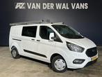 Ford Transit Custom 2.0 TDCI 130pk L2H1 Dubbele Cabine Euro6, Stof, Gebruikt, Wit, Dealer onderhouden