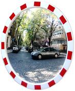 Verkeersspiegel met rood  -  witte rand voor binnen en, Verzenden