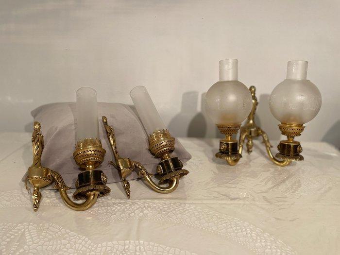 Wandlamp (3) - Brons, Verguld, Glas, Antiek en Kunst, Antiek | Overige Antiek