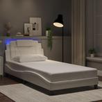 vidaXL Bedframe Viana met LED zonder matras wit 100x203 cm, Overige materialen, Eenpersoons, Verzenden, Wit