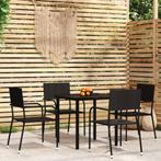 vidaXL 5-delige Tuinset zwart, 4 zitplaatsen, Nieuw, Tuinset, Verzenden