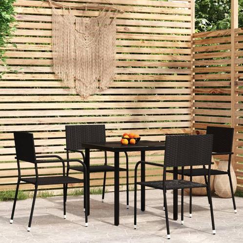 vidaXL 5-delige Tuinset zwart, Tuin en Terras, Tuinsets en Loungesets, Tuinset, Nieuw, 4 zitplaatsen, Rotan, Verzenden
