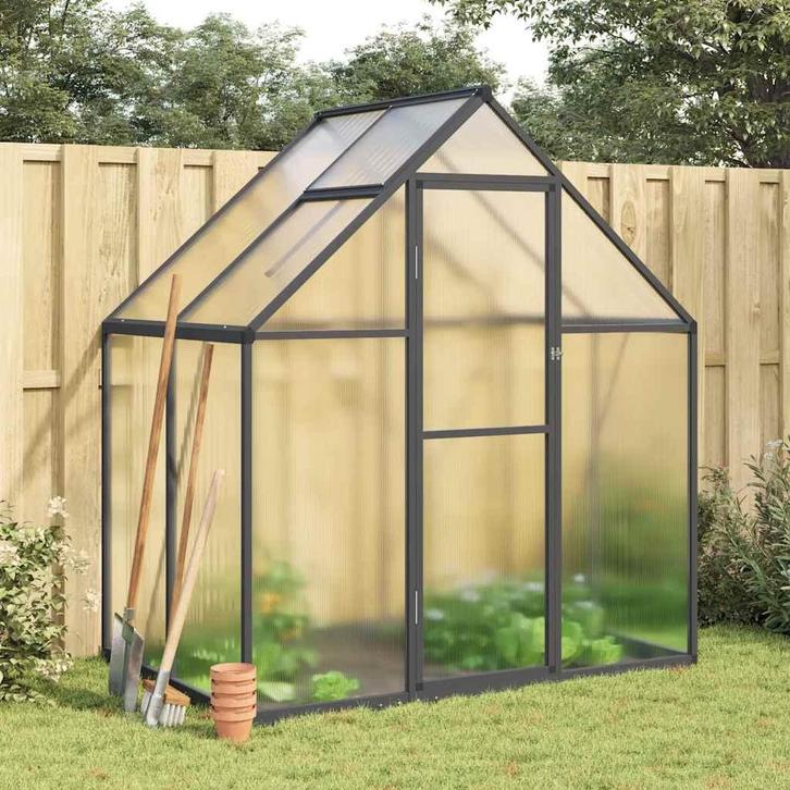 vidaXL Tuinkas met basisframe 169x114x195 cm aluminium, Tuin en Terras, Kassen, Nieuw, Verzenden