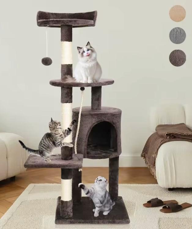 Nieuwe Krabpaal - Kattenboom in het grijs, bruin en beige, Dieren en Toebehoren, Krabmeubelen, Krabpaal, Nieuw, Verzenden