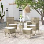 vidaXL 5-delige Loungeset poly rattan beige, Verzenden, Nieuw, Rotan, Loungeset