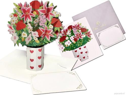 Grote Bos Bloemen in Vaas - Lelies Anjers Margrieten Roze..., Diversen, Wenskaarten, Verzenden