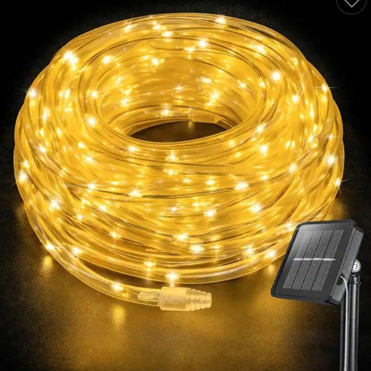 Solar feestverlichting / Lichtslang | Rope | 12 Meter, Tuin en Terras, Buitenverlichting, Zonne-energie, 50 tot 250 watt, Nieuw