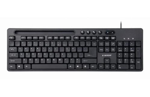 Gembird Multimedia Keyboard with Phone Holder KB-UM-108-US, Computers en Software, Toetsenborden, Nieuw, Ophalen of Verzenden
