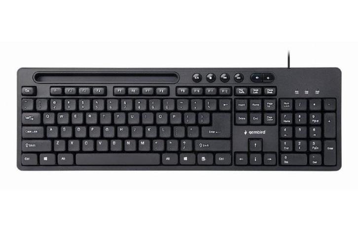 Gembird Multimedia Keyboard with Phone Holder KB-UM-108-US, Computers en Software, Toetsenborden, Nieuw, Ophalen of Verzenden