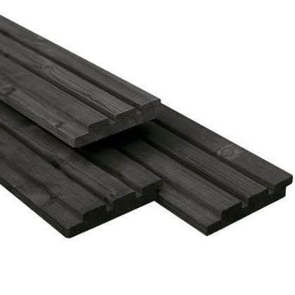 Vuren triple Rhombusprofiel zwart gespoten 18x145mm, Doe-het-zelf en Verbouw, Hout en Planken, Nieuw, Ophalen of Verzenden