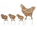 Tuinstekers kip met kuikens-4 stuks, Tuin en Terras, Tuinwanddecoratie, Verzenden, Nieuw