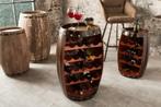 Massief wijnrek BODEGA 80cm koffiebruin grenen vat bartafel, Nieuw, Ophalen of Verzenden