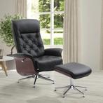 TRUUSK Relaxfauteuil met Kruk - TV-stoel 360° Draaibaar - Ge, Verzenden, Nieuw