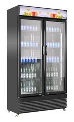 Koelkast 2 Glasdeuren Bez-780 Gd Zwart, Verzenden, Nieuw in verpakking, Koelen en Vriezen