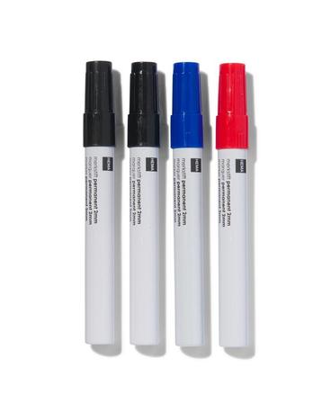 HEMA Merkstiften permanent zwart/blauw/rood - 4 stuks beschikbaar voor biedingen