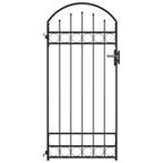 vidaXL Poort met gebogen bovenkant 89x200 cm staal zwart, Verzenden, Nieuw