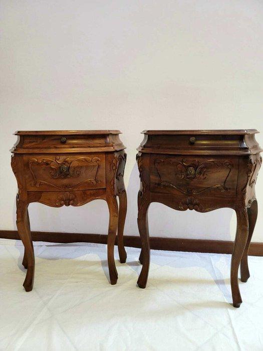 Nachtkastje (2) - hout, messing - Paar nachtkastjes 1960, Antiek en Kunst, Antiek | Overige Antiek