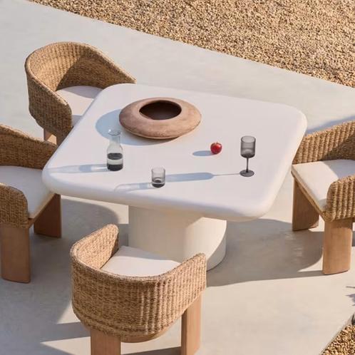 *WOONWINKEL* Kave Home Addaia Vierkante Eettafel Wit Beton, Huis en Inrichting, Tafels | Eettafels, Nieuw, Verzenden