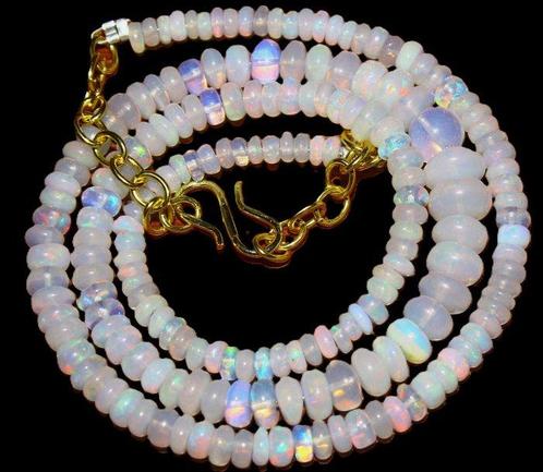 Etiopische Vuur Opaal - Ketting, Verzamelen, Mineralen en Fossielen