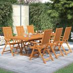 vidaXL 7-delige Tuinset massief acaciahout, 6 zitplaatsen, Nieuw, Tuinset, Verzenden