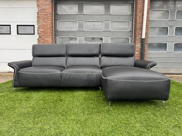 Hoekbank zwart leer design relax loungebankstel  ZGAN beschikbaar voor biedingen