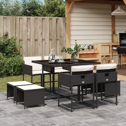 vidaXL 9-delige Tuinset poly rattan zwart, Tuin en Terras, Tuinsets en Loungesets, Tuinset, Nieuw, 8 zitplaatsen, Rotan, Verzenden