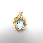 Hanger - 18 karaat Geel goud Aquamarijn - Diamant