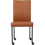 Leren eetkamerstoel Comfort met wieltjes - Toledo Natur (co, Huis en Inrichting, Stoelen, Overige kleuren, Leren eetkamerstoel Comfort met wieltjes - Toledo Natur (cognac) - Poten staal rond zwart past perfect in uw interieur als u woonstijl: Modern is.