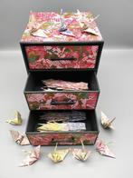 Ladekast - Hout, Papier - Mini Kist met Origami, Antiek en Kunst
