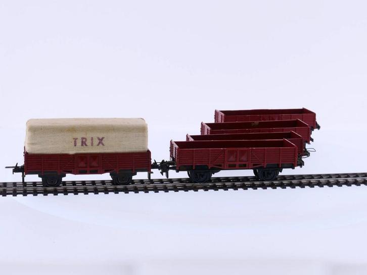 Schaal H0 Trix 3451 Bakwagen bruin 4x + 3452 Bakwagen bui..., Hobby en Vrije tijd, Modeltreinen | H0, Overige typen, Gebruikt