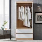 [en.casa] Kledingkast Bastheim 176x80x52 cm met 2 lades eike, Huis en Inrichting, Verzenden, Nieuw