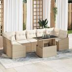 vidaXL Tuin Sofa Set met kussen met opslag 8 pcs Beige poly, Tuin en Terras, Verzenden, Nieuw, Rotan