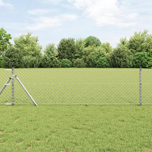 vidaXL Kettinkomheining met 7 Palen 0.8x10 m Gegalvaniseerd, Tuin en Terras, Schuttingen, Nieuw, IJzer, Verzenden