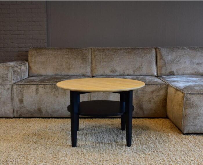 Salontafel Eleganza rond eiken 80 cm - zwart | Meubelplaats, Huis en Inrichting, Tafels | Salontafels, Nieuw, Ophalen of Verzenden