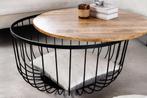 Set van 2 salontafels OPBERGRUIMTE 70cm natuurlijk mangohout, Huis en Inrichting, Tafels | Salontafels, Ophalen of Verzenden, Nieuw